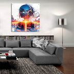 Anime Girl - City Sunrise by Rey Klimt - 36x36 acrylic wall art in a room
