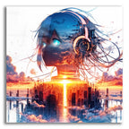 Anime Girl - City Sunrise by Rey Klimt acrylic glass wall art