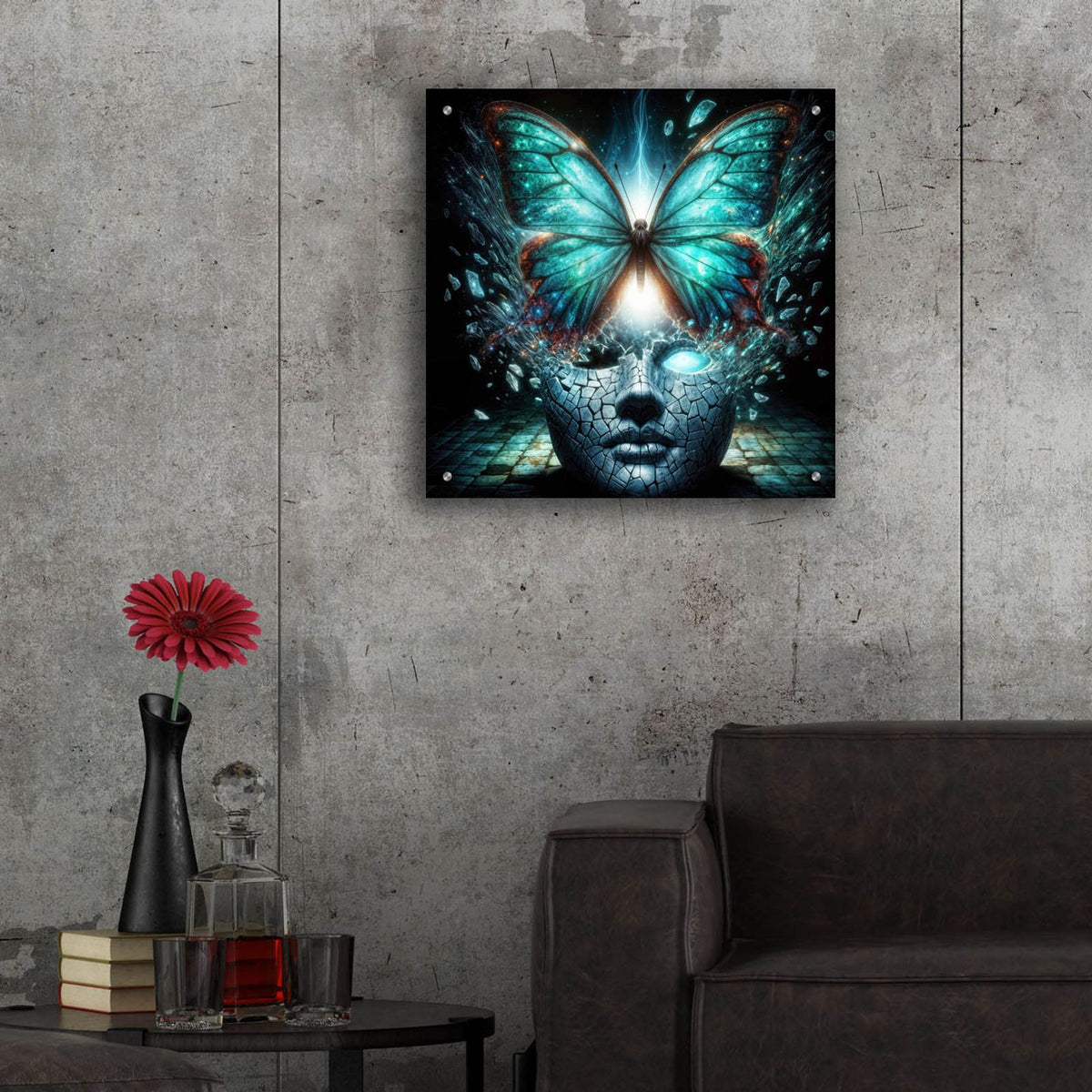 Butterfly Thoughts 2 by Rey Klimt - 24x24 acrylic wall art in a room
