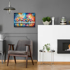 Colorful Umbrellas 1 by Rey Klimt - 24x16 acrylic wall art in a room