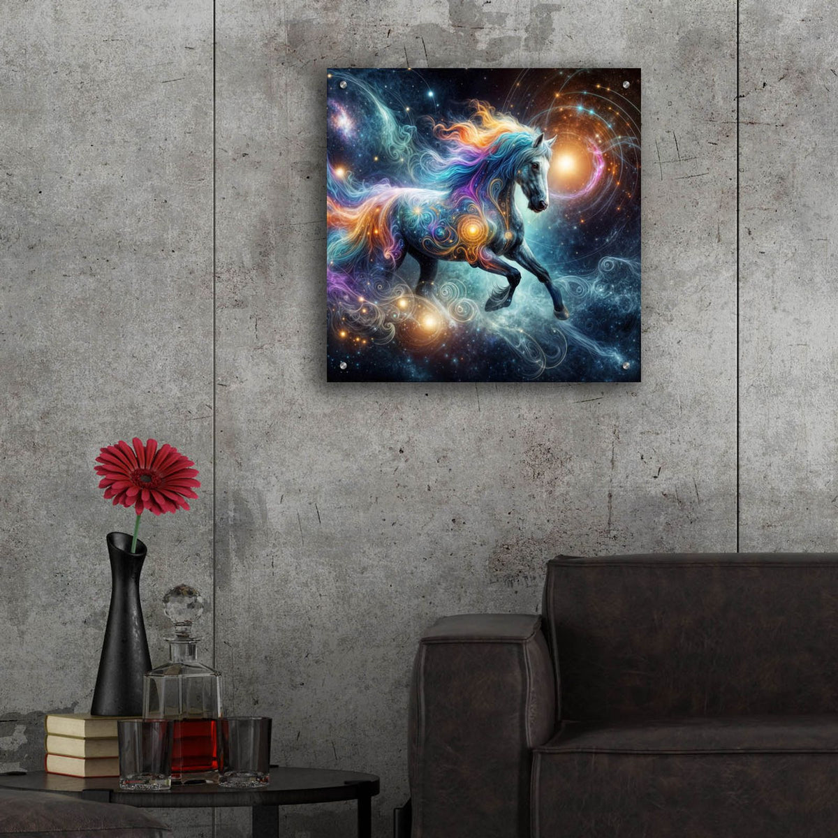 Cosmic Horse 1 by Rey Klimt - 24x24 acrylic wall art in a room