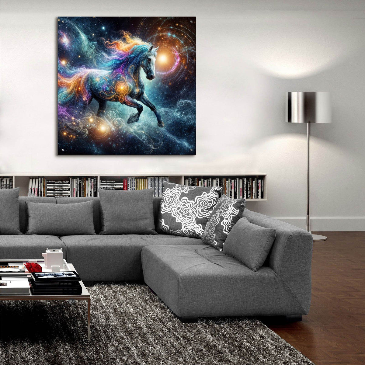Cosmic Horse 1 by Rey Klimt - 36x36 acrylic wall art in a room