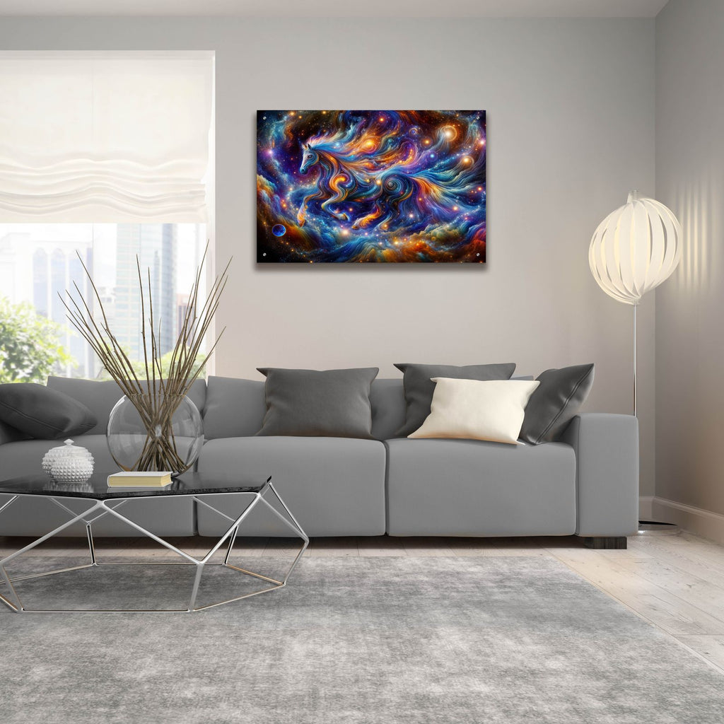 Cosmic Horse 3 by Rey Klimt - 36x24 acrylic wall art in a room
