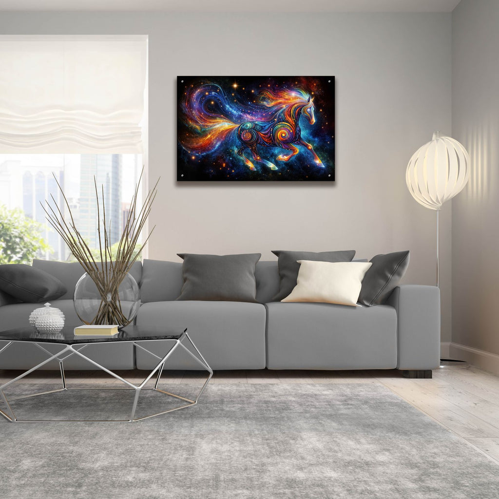Cosmic Horse 4 by Rey Klimt - 36x24 acrylic wall art in a room