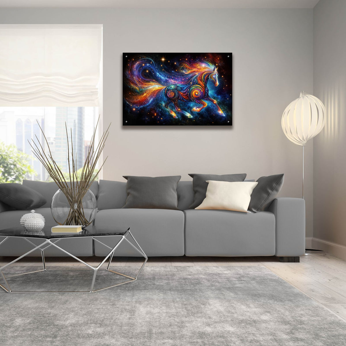 Cosmic Horse 4 by Rey Klimt - 36x24 acrylic wall art in a room