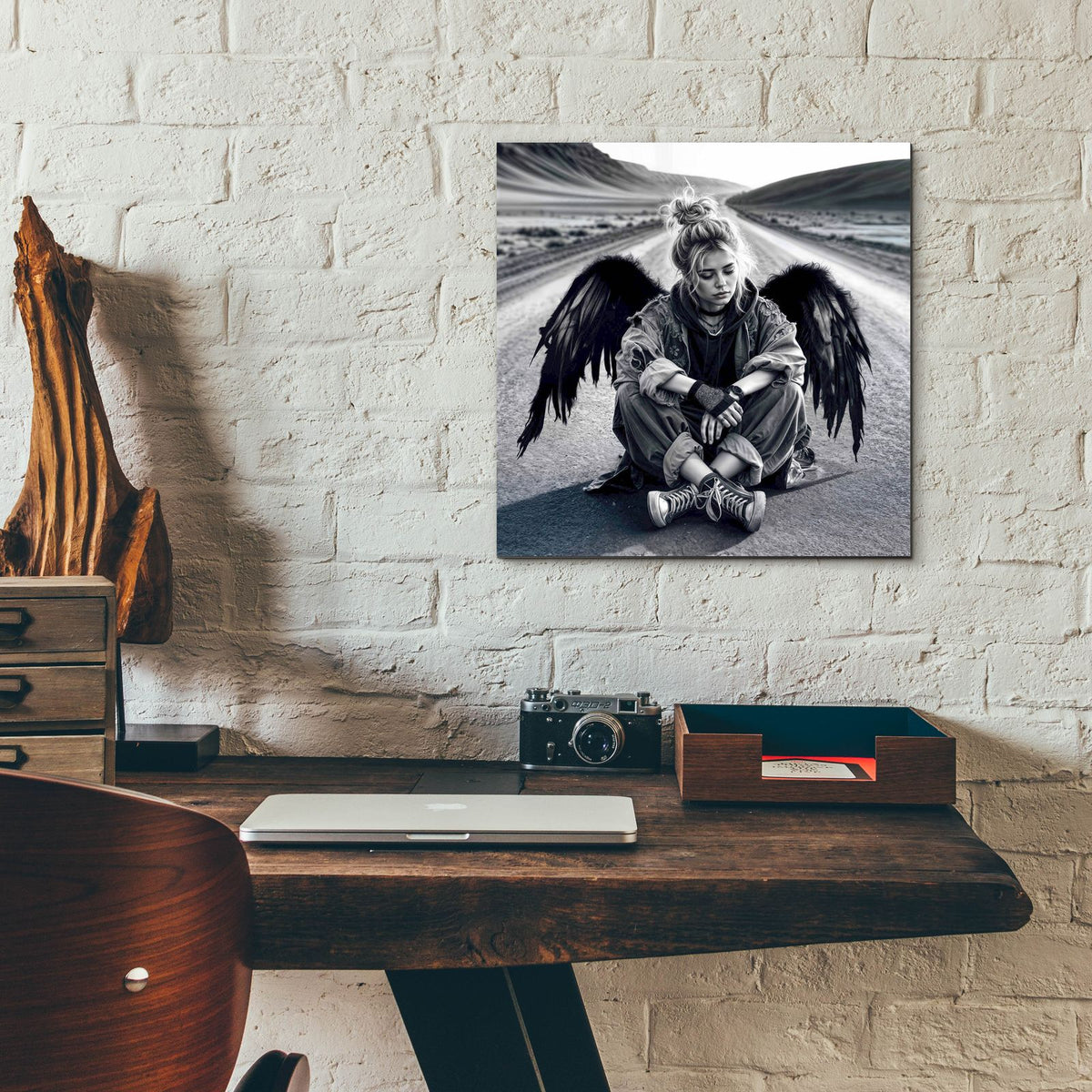 Crow Angel by Rey Klimt - 12x12 acrylic wall art in a room
