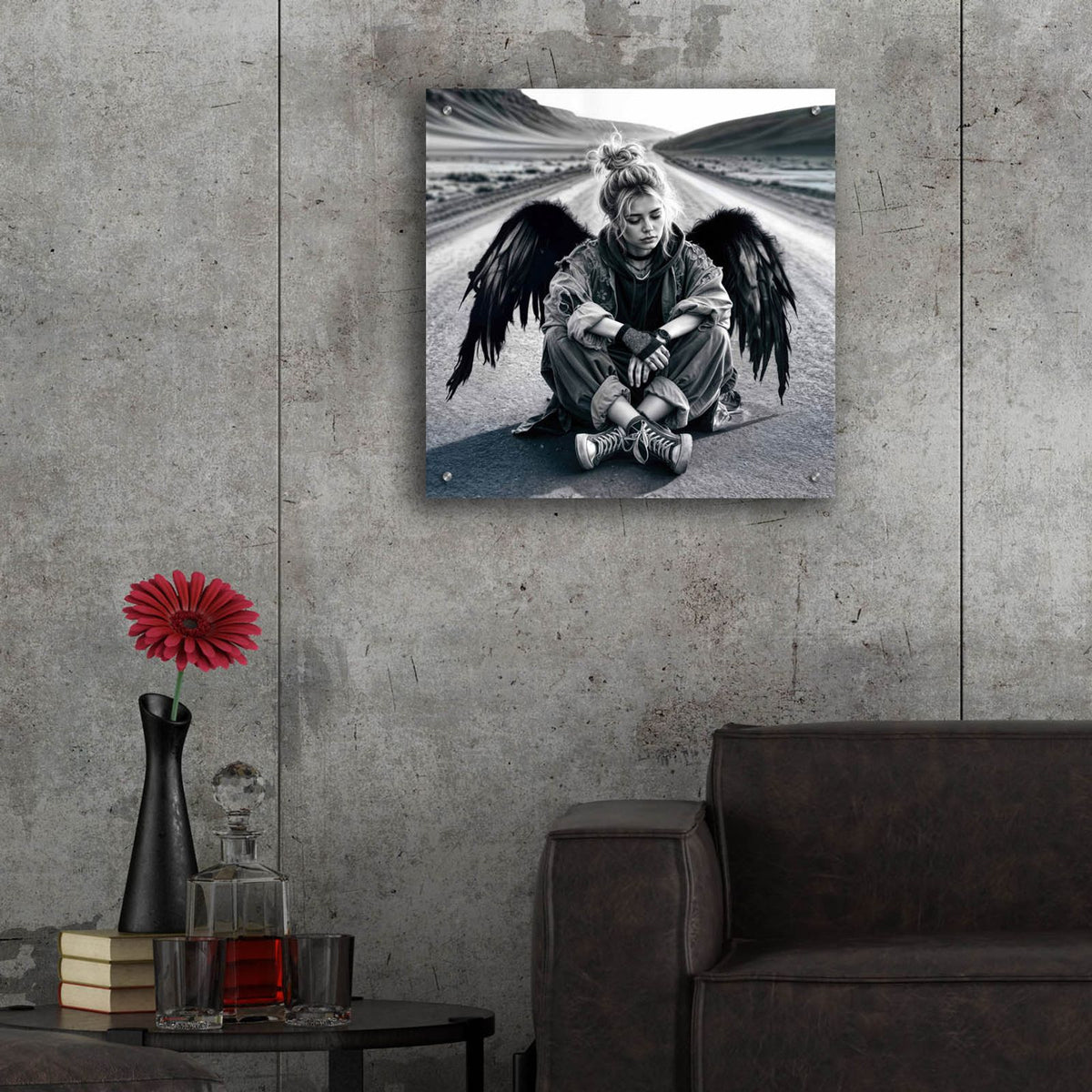 Crow Angel by Rey Klimt - 24x24 acrylic wall art in a room