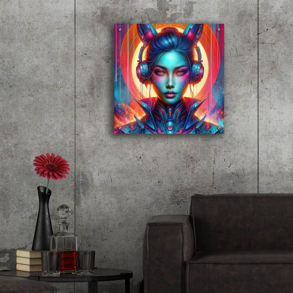 Cyber Bunny Girl by Rey Klimt - 24x24 acrylic wall art in a room
