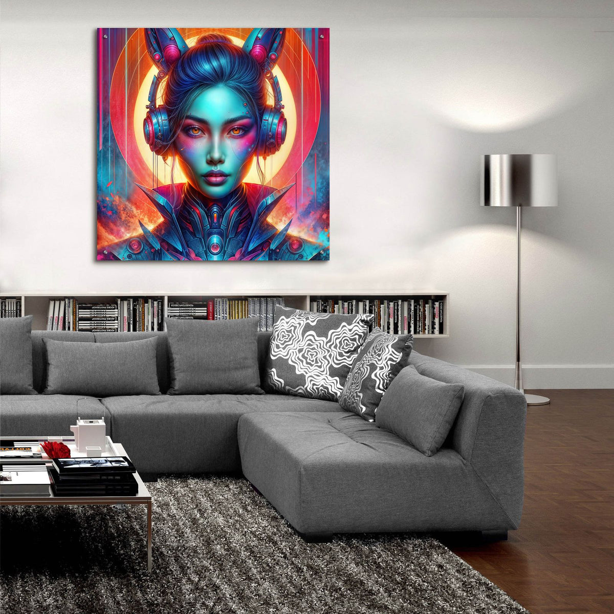 Cyber Bunny Girl by Rey Klimt - 36x36 acrylic wall art in a room