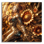 Cyber Girl And Sunflowers by Rey Klimt acrylic glass wall art