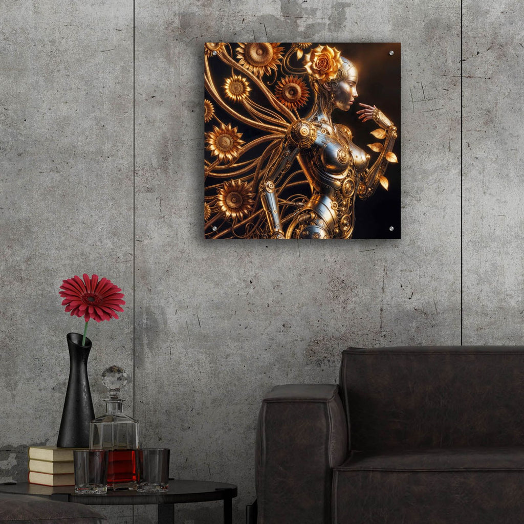 Cyber Girl Bloom by Rey Klimt - 24x24 acrylic wall art in a room