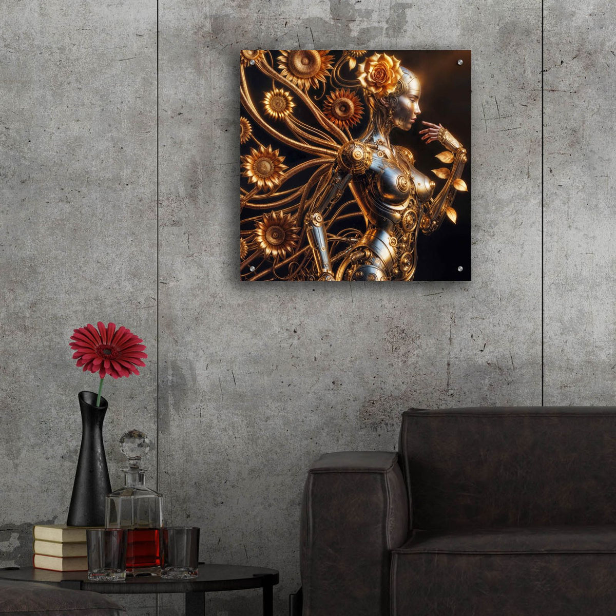Cyber Girl Bloom by Rey Klimt - 24x24 acrylic wall art in a room
