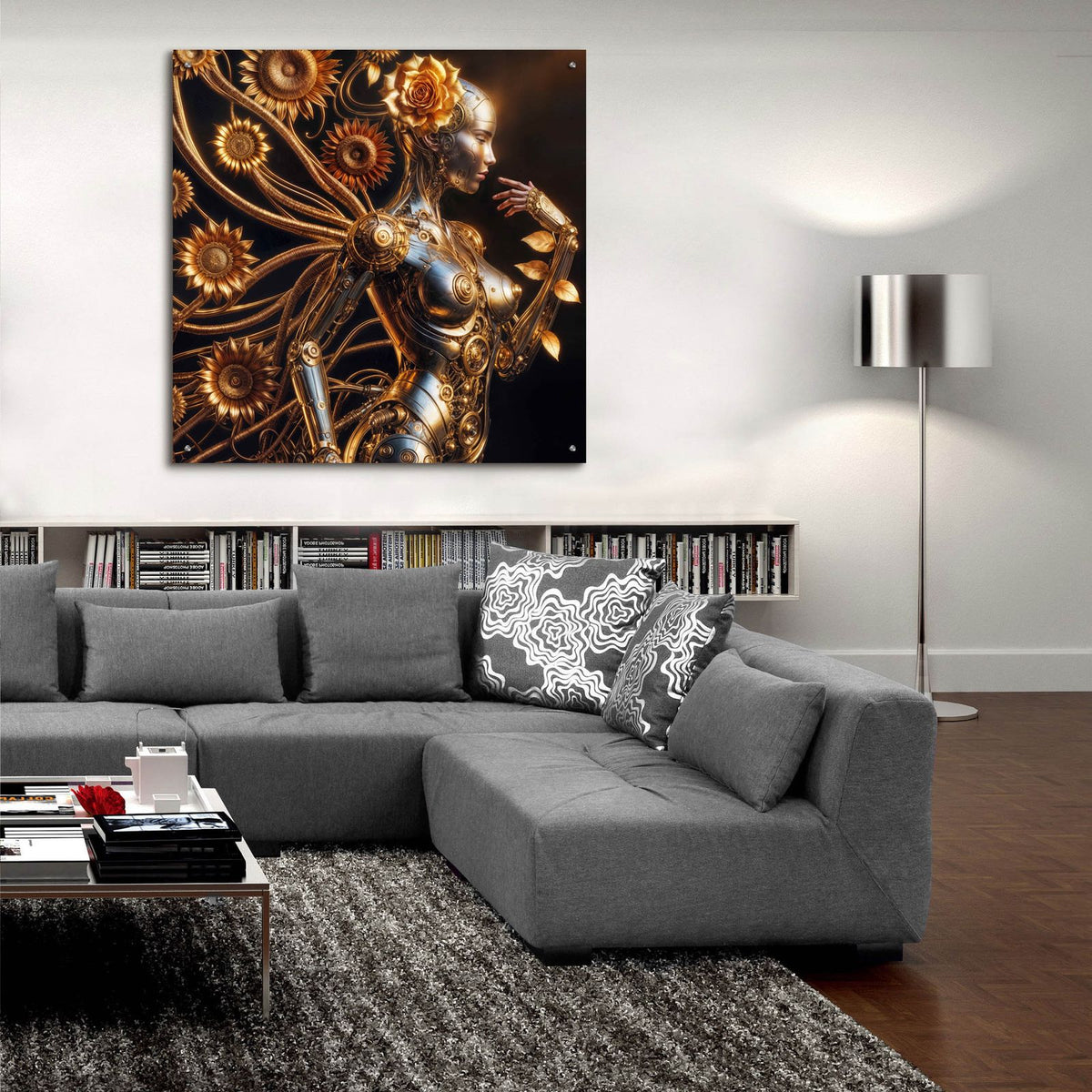 Cyber Girl Bloom by Rey Klimt - 36x36 acrylic wall art in a room