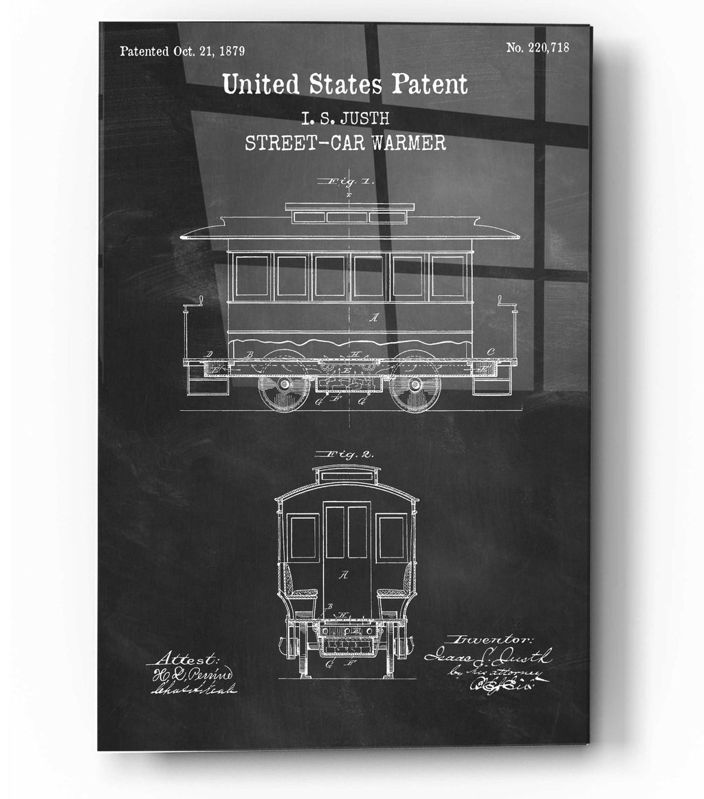 Epic Art 'Streetcar Blueprint Patent Chalkboard,' Acrylic Glass Wall Art