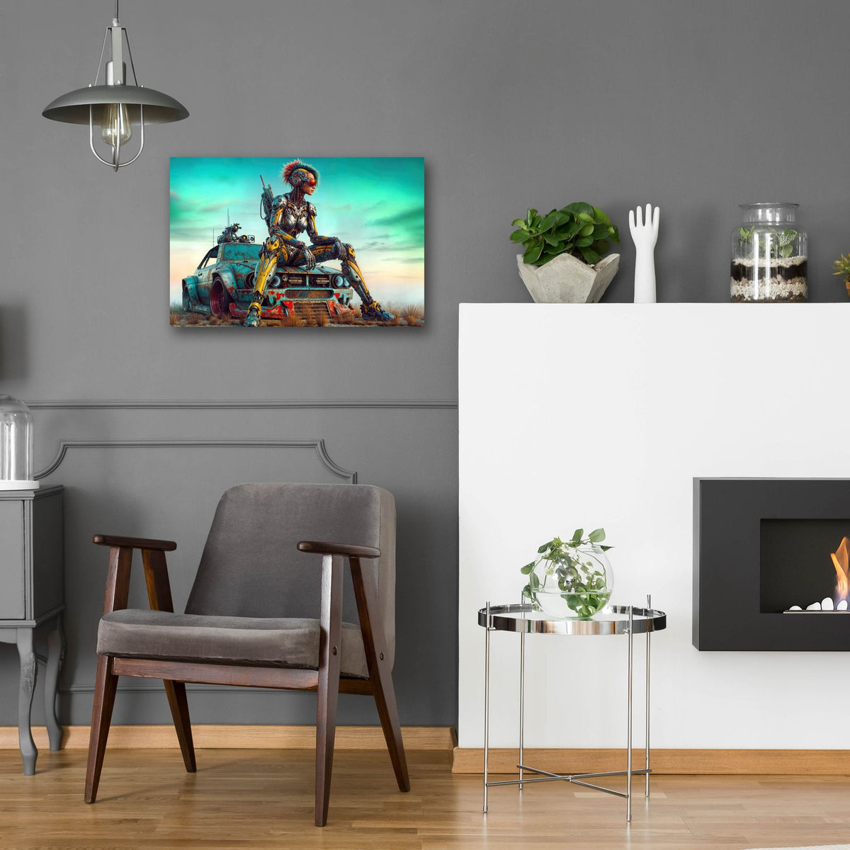 Cyberpunk Driver 3 by Rey Klimt - 24x16 acrylic wall art in a room