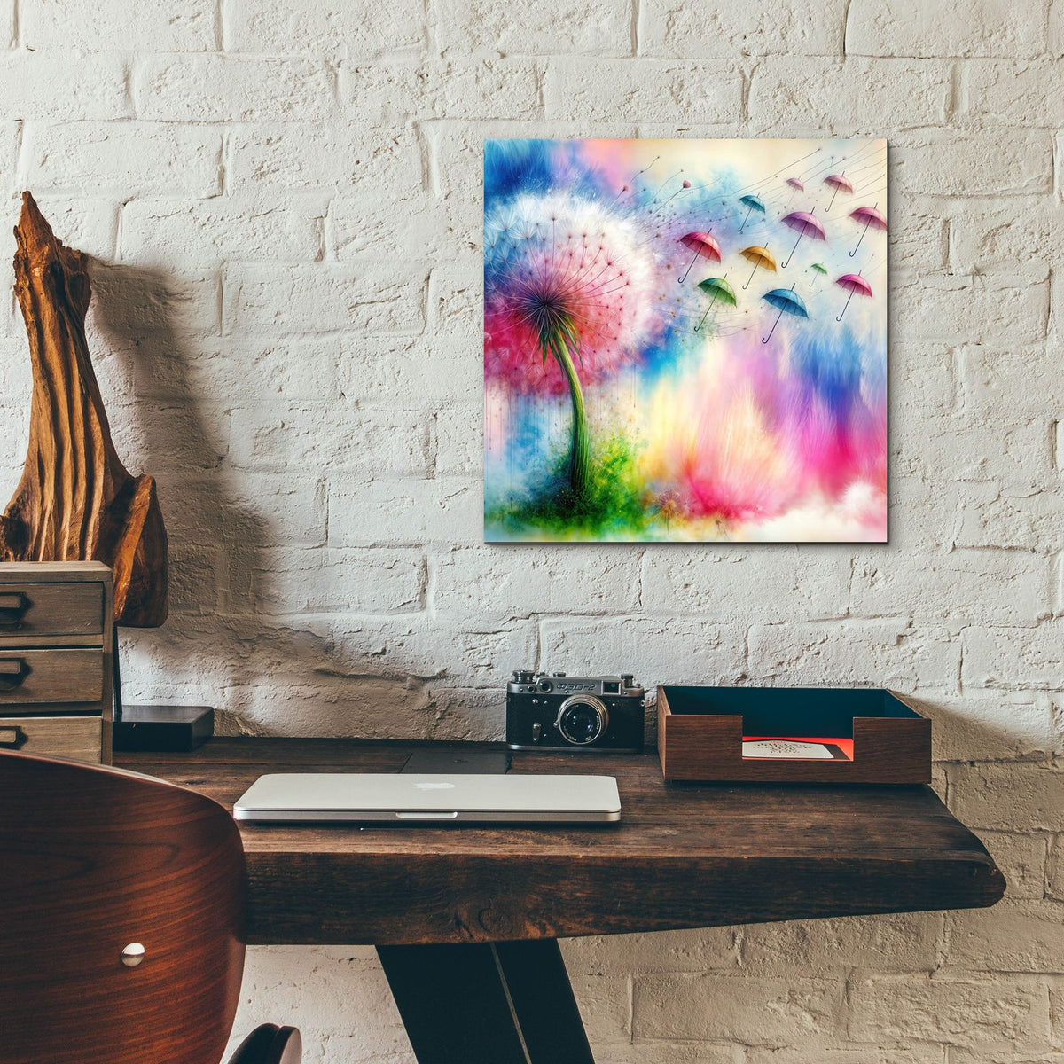 Dandelion Fly Away 1 by Rey Klimt - 12x12 acrylic wall art in a room