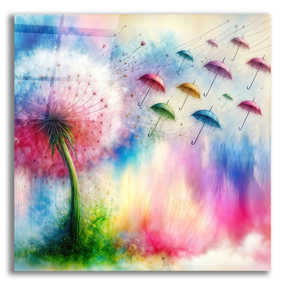 Dandelion Fly Away 1 by Rey Klimt acrylic glass wall art