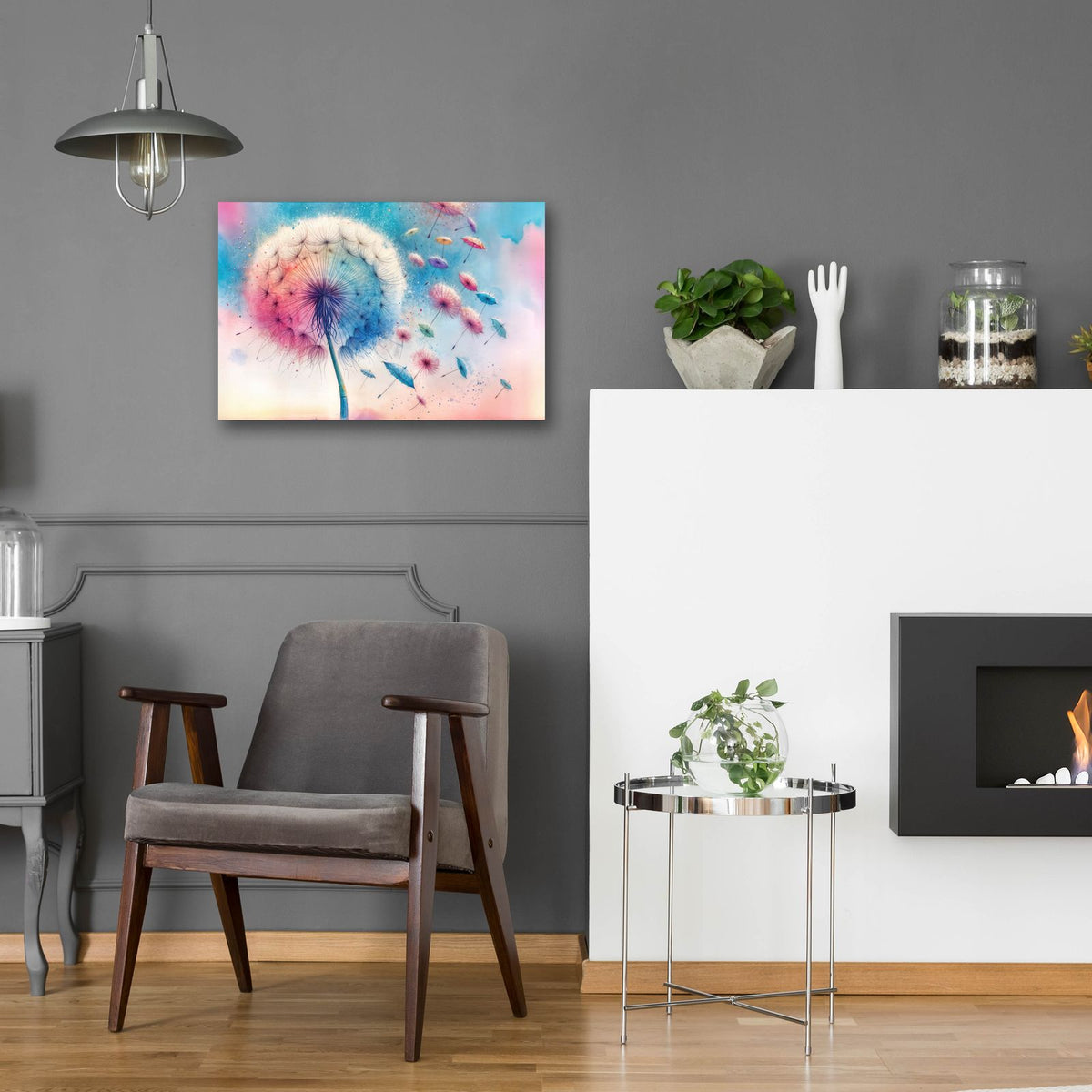 Dandelion Fly Away 3 by Rey Klimt - 24x16 acrylic wall art in a room