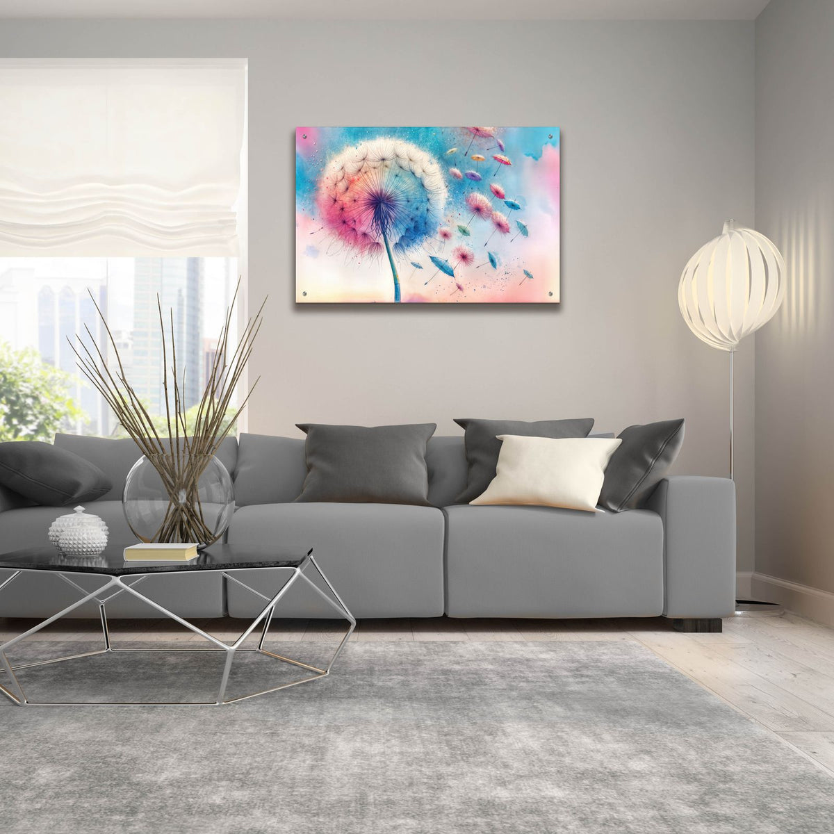 Dandelion Fly Away 3 by Rey Klimt - 36x24 acrylic wall art in a room
