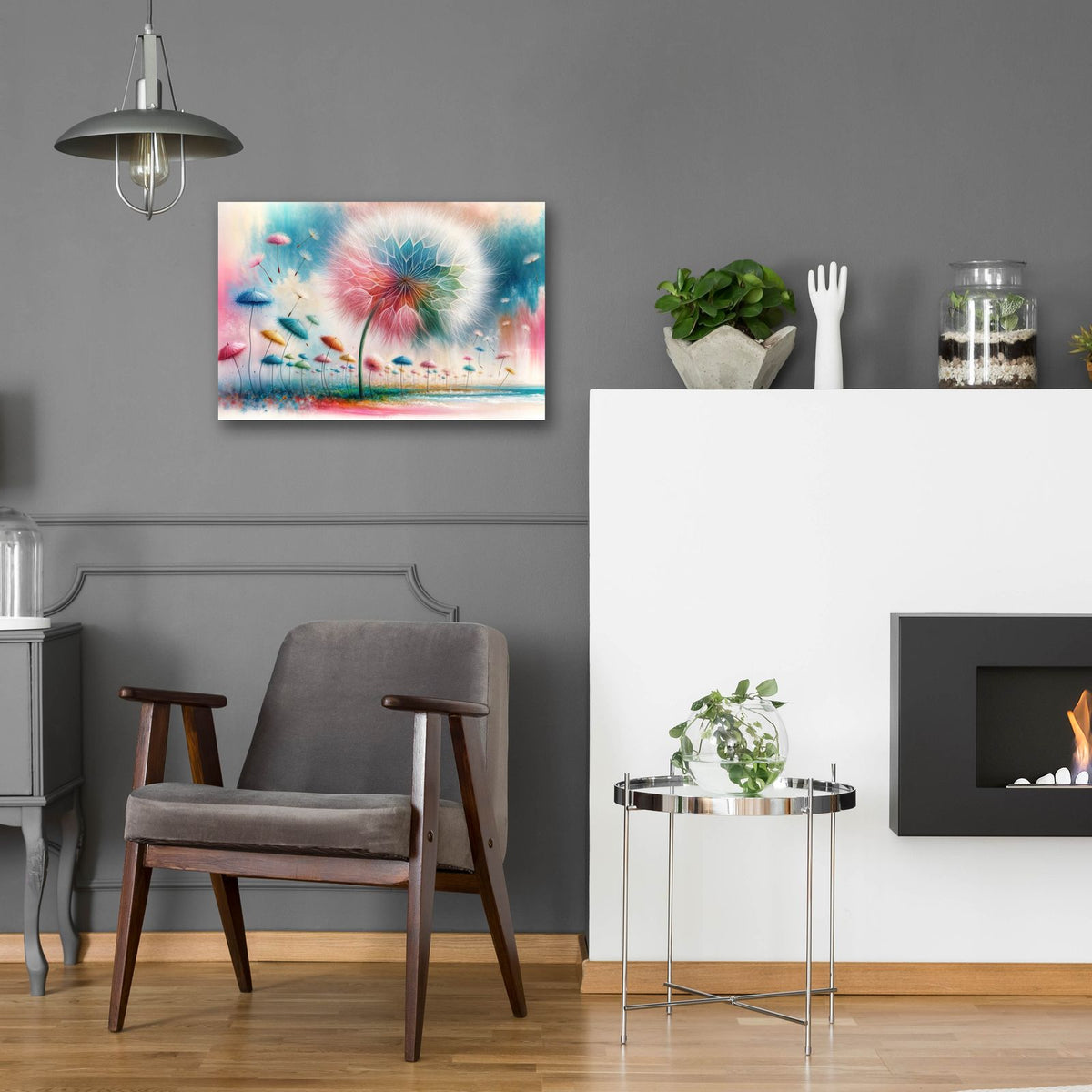 Dandelion Fly Away 4 by Rey Klimt - 24x16 acrylic wall art in a room