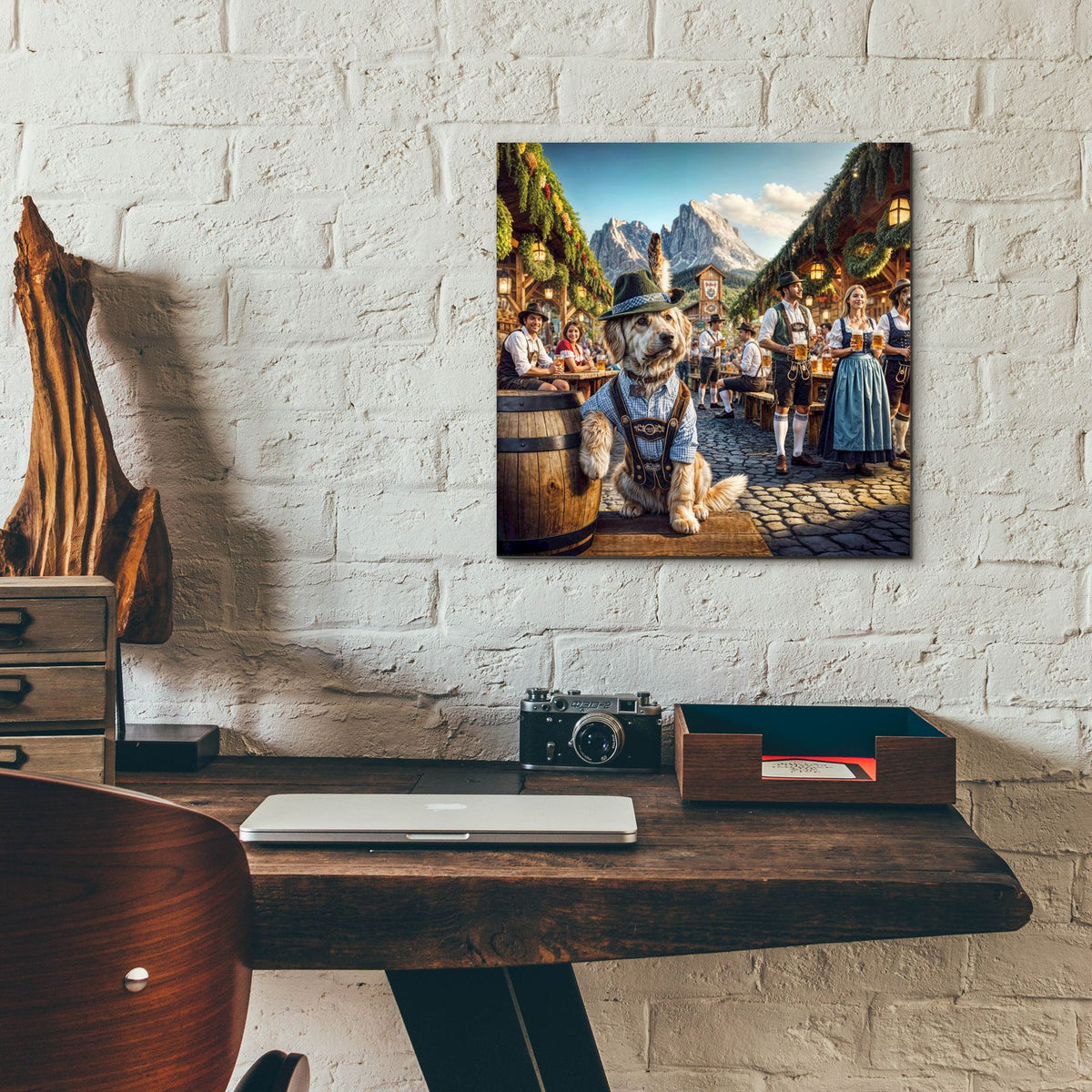 Dog At Octoberfest by Rey Klimt - 12x12 acrylic wall art in a room
