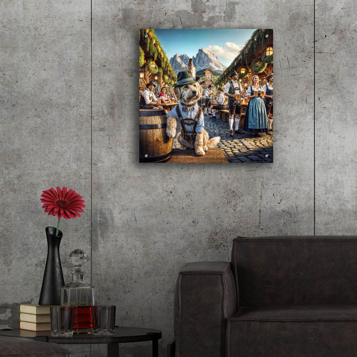 Dog At Octoberfest by Rey Klimt - 24x24 acrylic wall art in a room