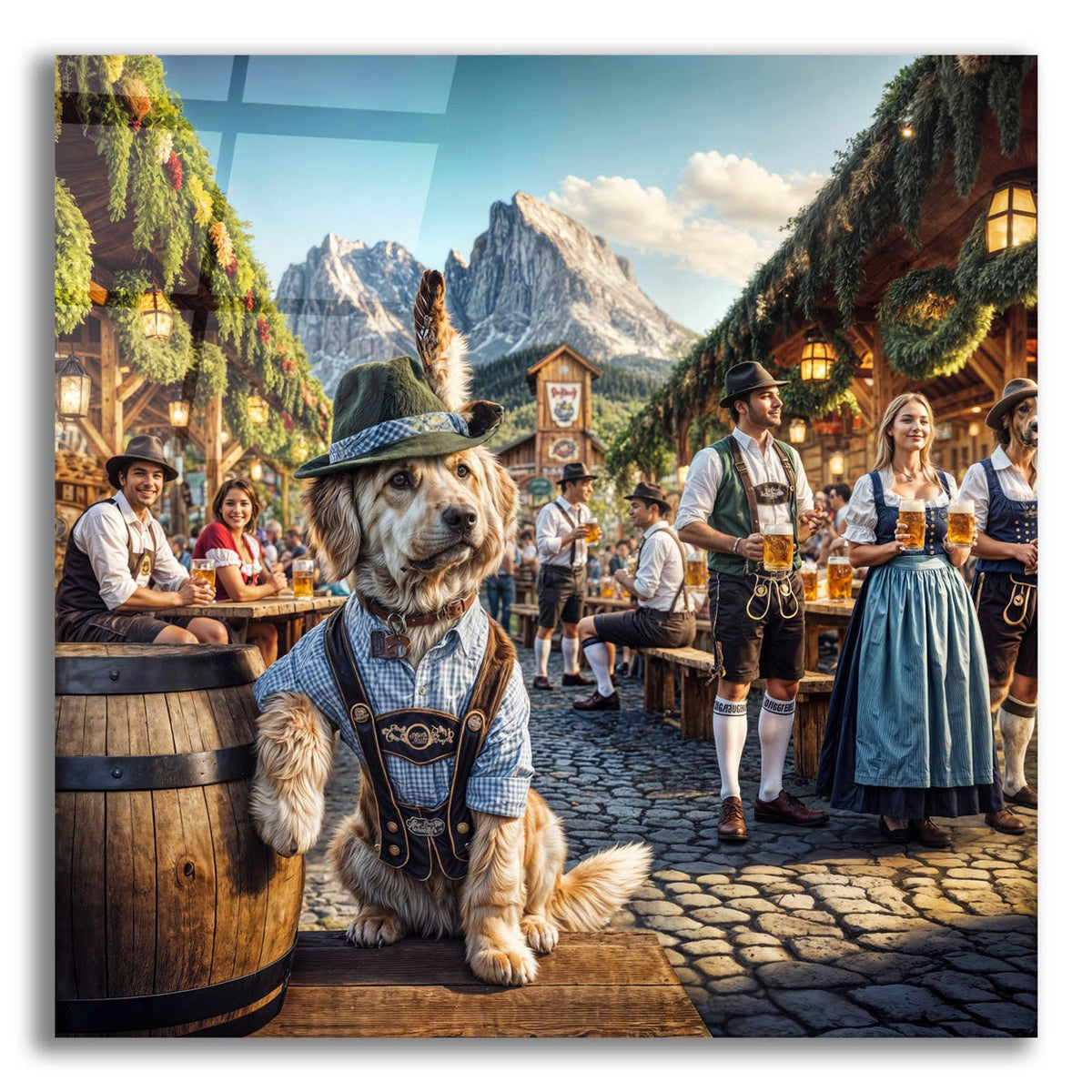 Dog At Octoberfest by Rey Klimt acrylic glass wall art