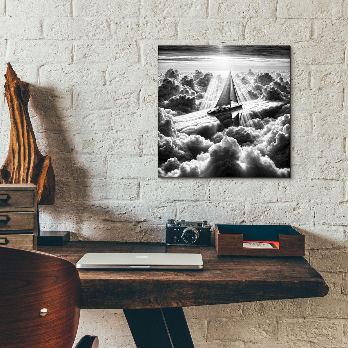 Dream Sail B&w 2 by Rey Klimt - 12x12 acrylic wall art in a room