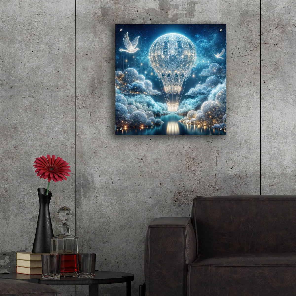 Dreamy Baloon Flight by Rey Klimt - 24x24 acrylic wall art in a room