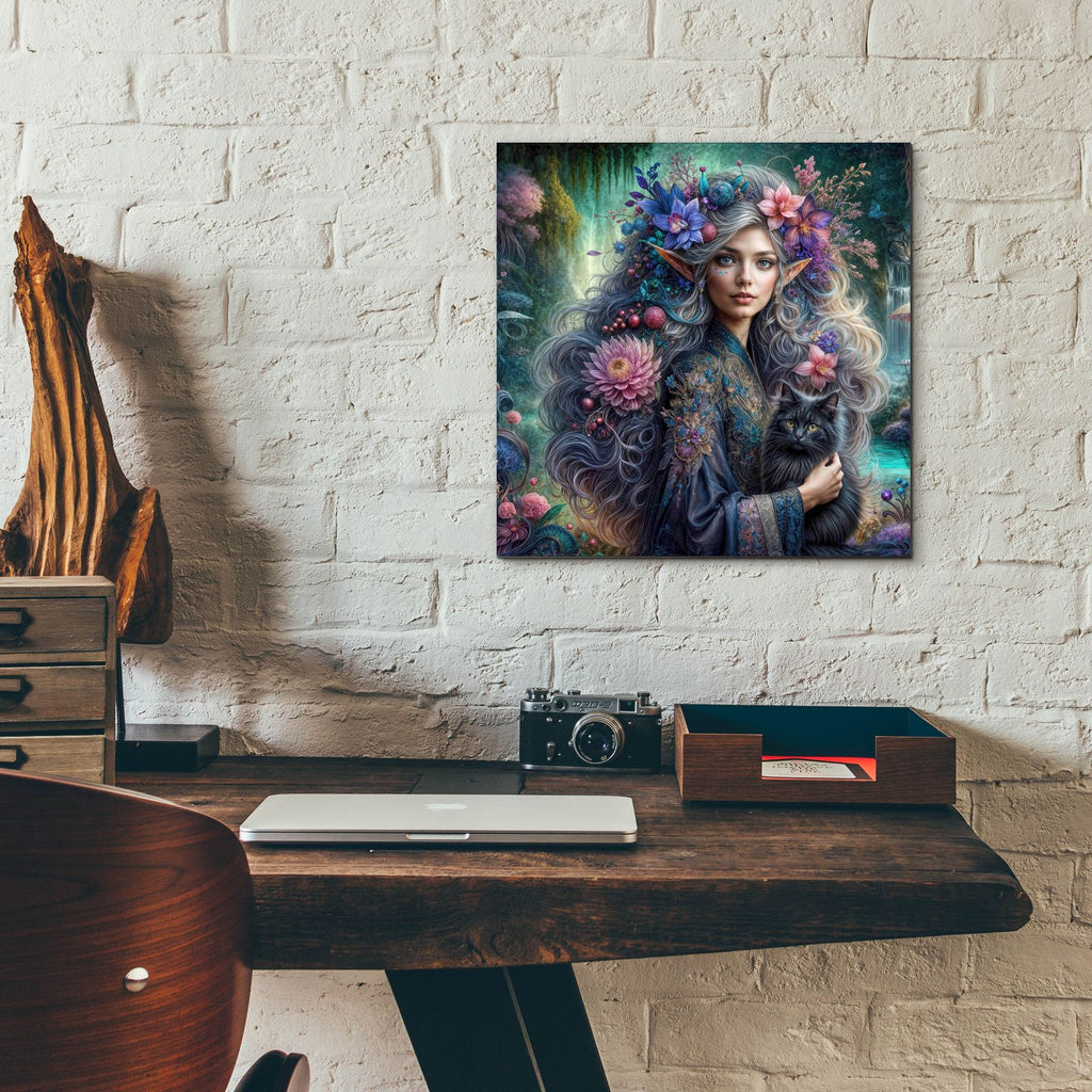 Fairy And Cat by Rey Klimt - 12x12 acrylic wall art in a room