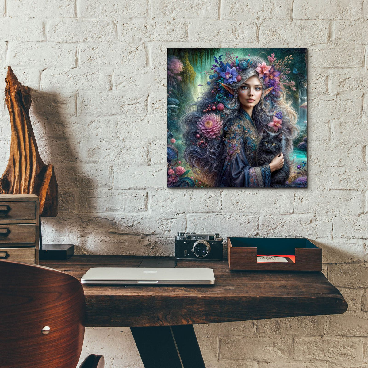 Fairy And Cat by Rey Klimt - 12x12 acrylic wall art in a room