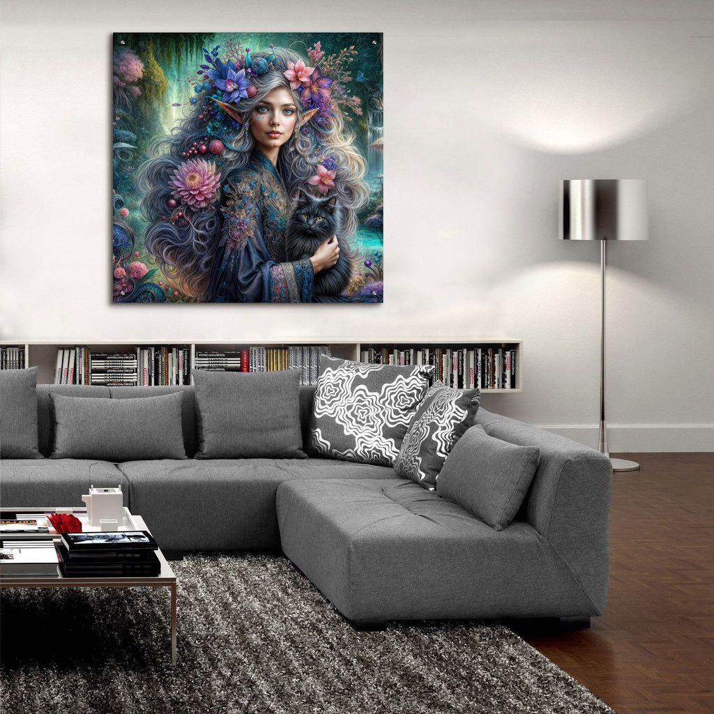 Fairy And Cat by Rey Klimt - 36x36 acrylic wall art in a room
