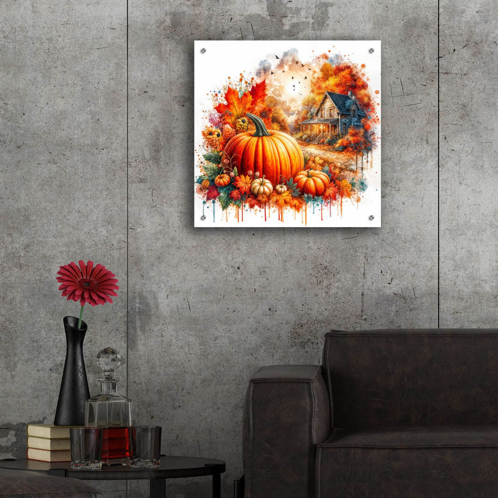 Fall Pumpkin Theme 2 by Rey Klimt - 24x24 acrylic wall art in a room