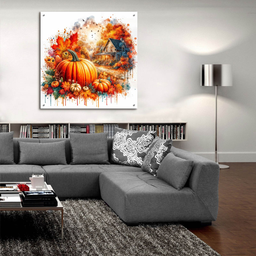 Fall Pumpkin Theme 2 by Rey Klimt - 36x36 acrylic wall art in a room