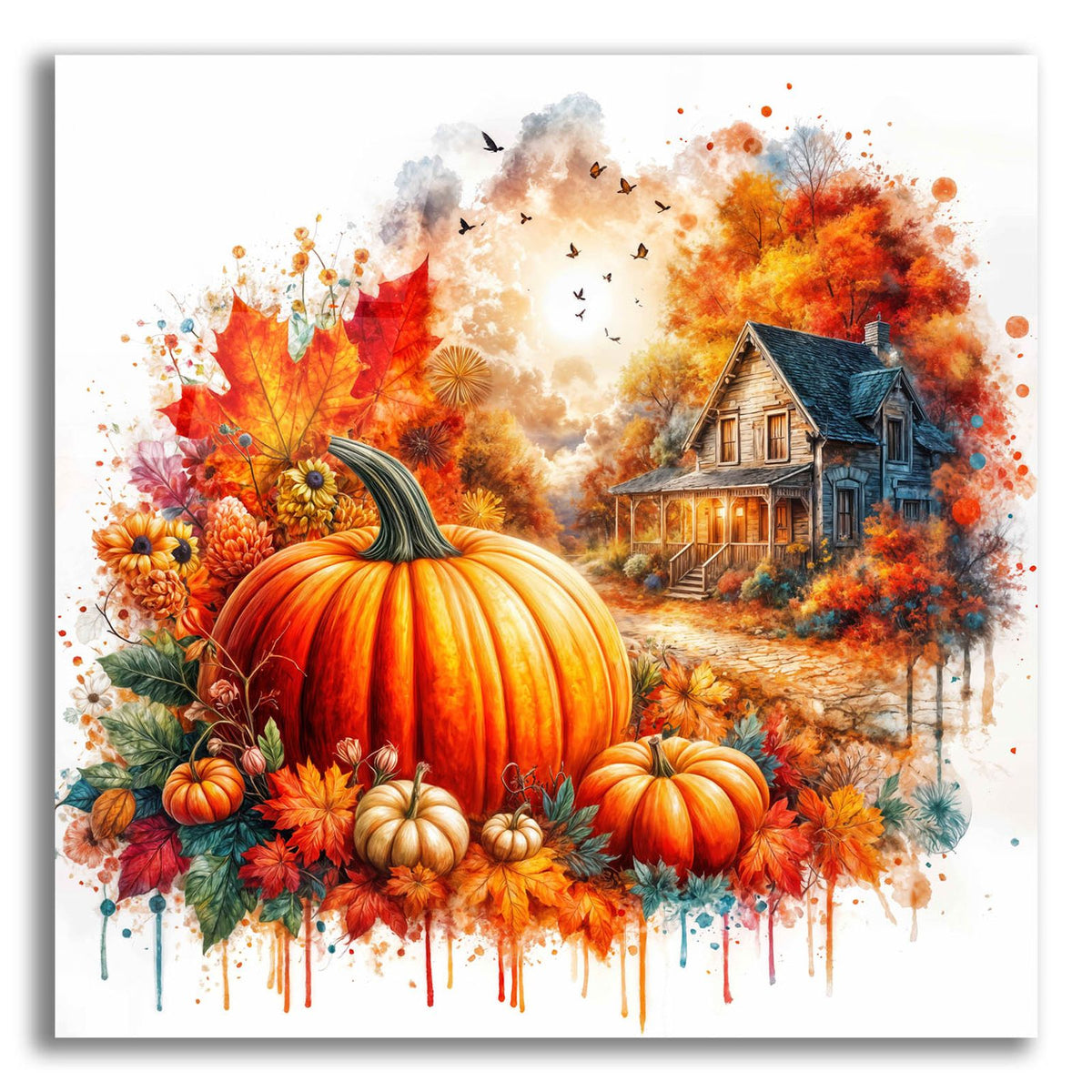 Fall Pumpkin Theme 2 by Rey Klimt acrylic glass wall art