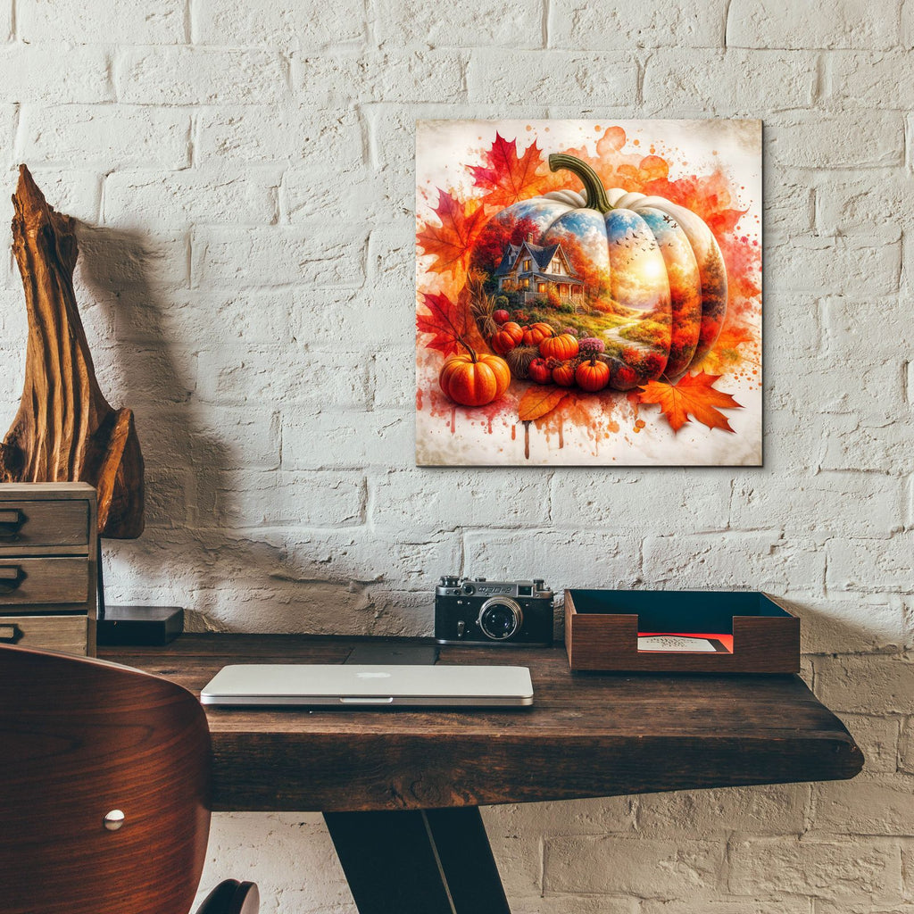 Fall Pumpkin Theme 3 by Rey Klimt - 12x12 acrylic wall art in a room