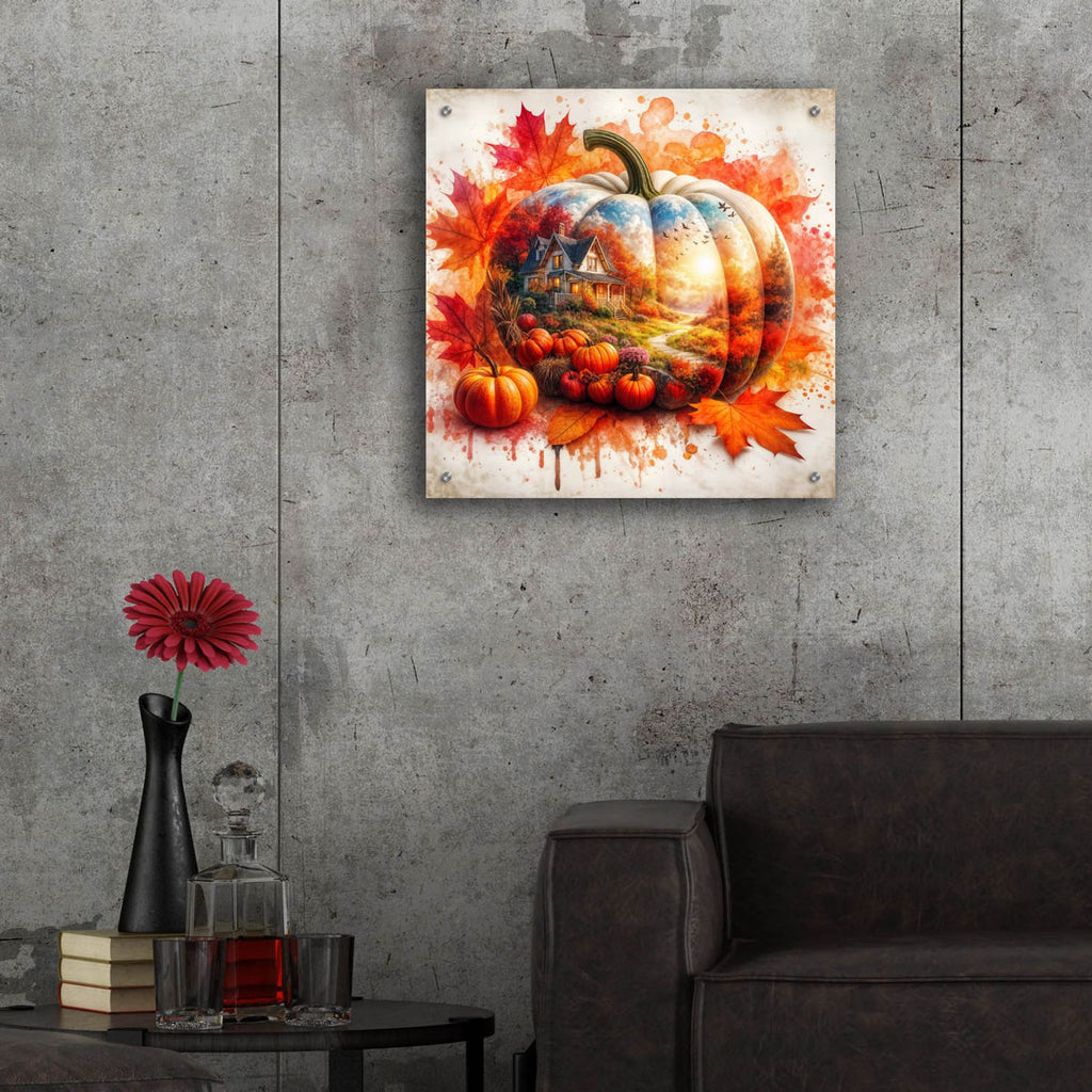 Fall Pumpkin Theme 3 by Rey Klimt - 24x24 acrylic wall art in a room