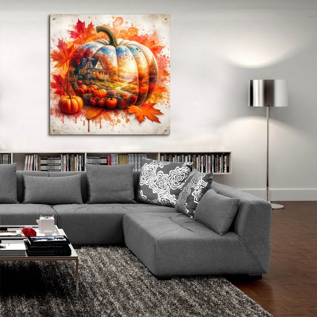 Fall Pumpkin Theme 3 by Rey Klimt - 36x36 acrylic wall art in a room