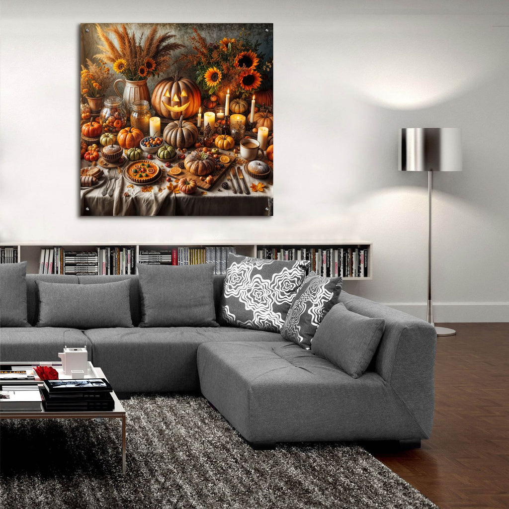 Fall Table Pumpkings by Rey Klimt - 36x36 acrylic wall art in a room