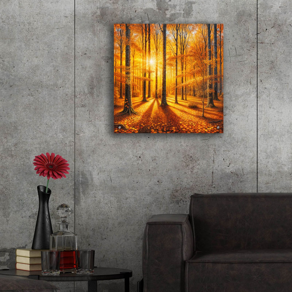 Golden Fall Landscape 3 by Rey Klimt - 24x24 acrylic wall art in a room