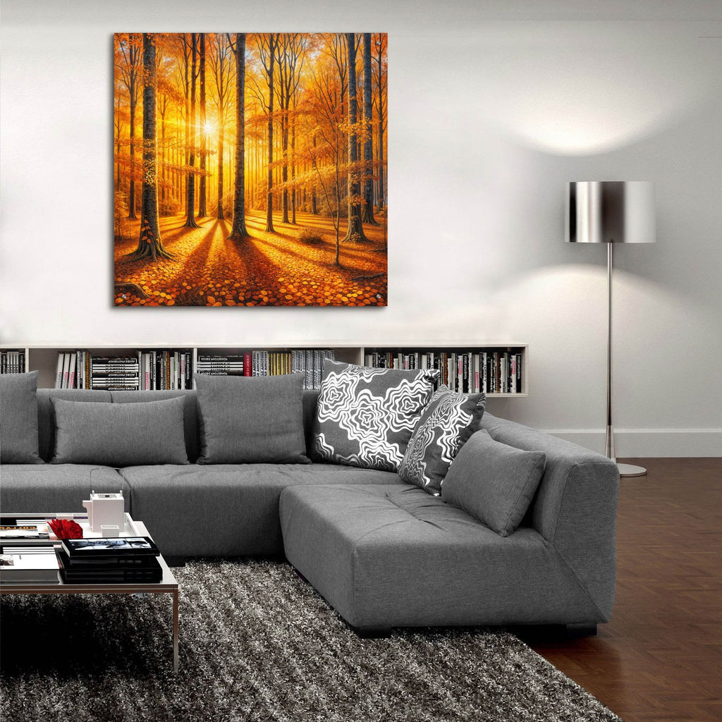 Golden Fall Landscape 3 by Rey Klimt - 36x36 acrylic wall art in a room