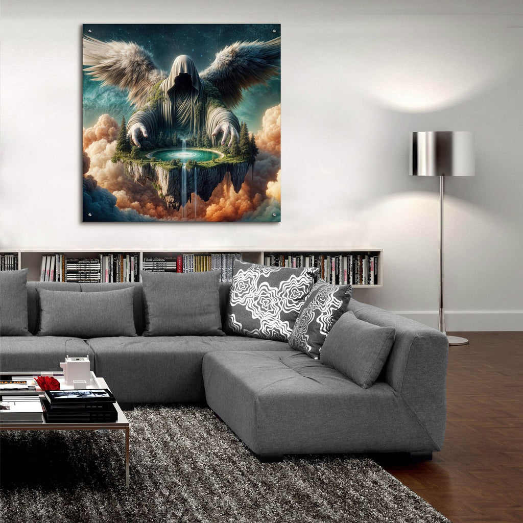 Hands On Creation by Rey Klimt - 36x36 acrylic wall art in a room