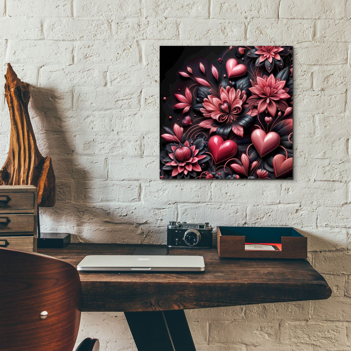 Hearts And Flowers by Rey Klimt - 12x12 acrylic wall art in a room