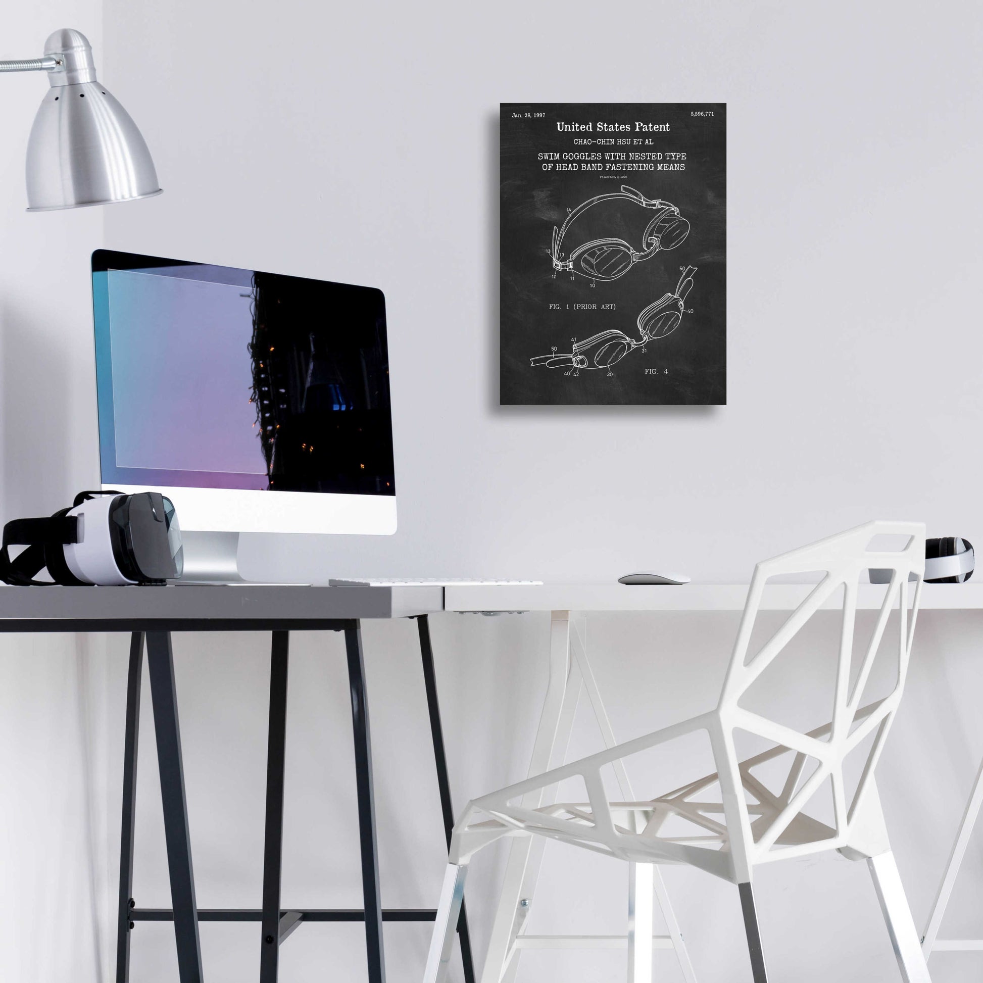 blueprint goggles Epic Art 'Swim Goggles Blueprint Patent Chalkboard,' Acrylic Glass Wall Art – EpicArt.com