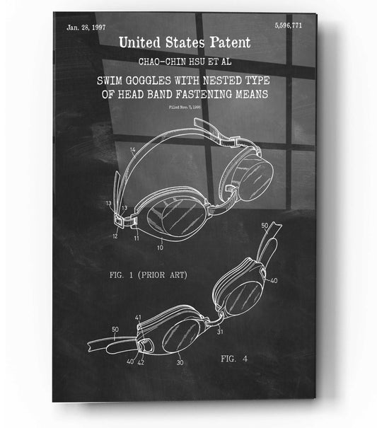 Epic Art 'Swim Goggles Blueprint Patent Chalkboard,' Acrylic Glass Wall Art