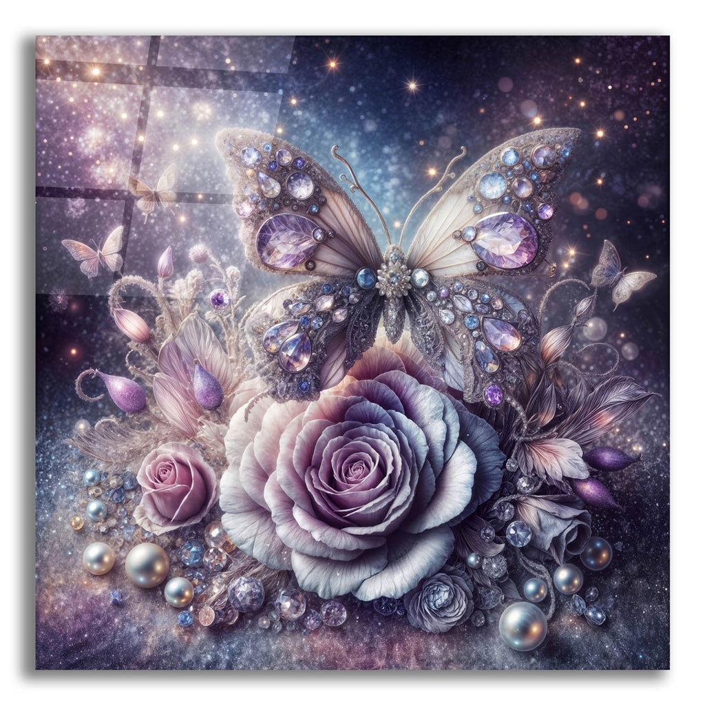 Lavander Butterfly And Rose by Rey Klimt acrylic glass wall art