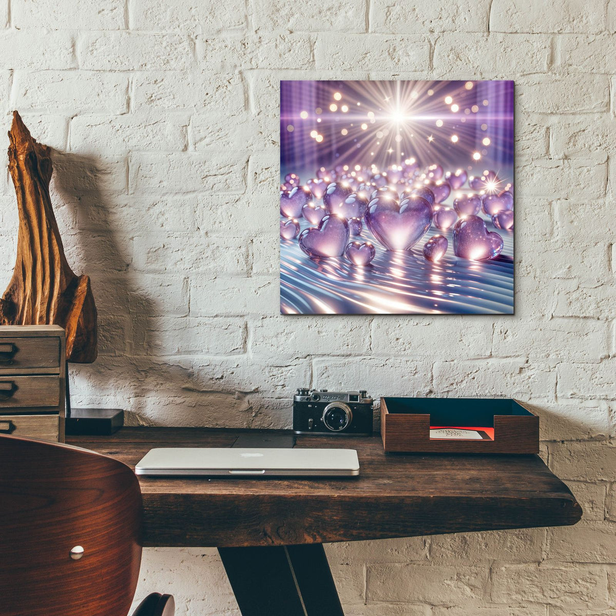 Lavander Hearts by Rey Klimt - 12x12 acrylic wall art in a room