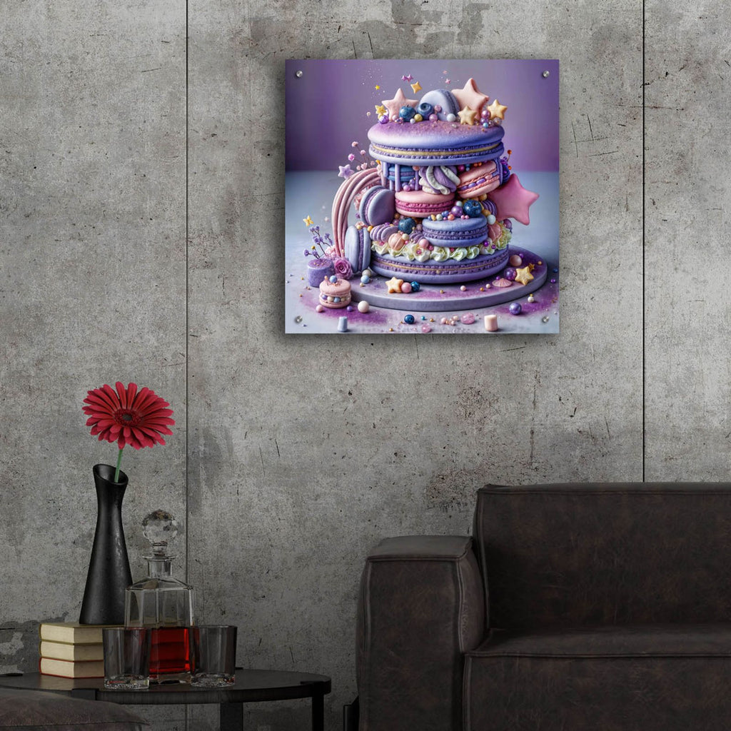 Lavander Macaroon Cake by Rey Klimt - 24x24 acrylic wall art in a room