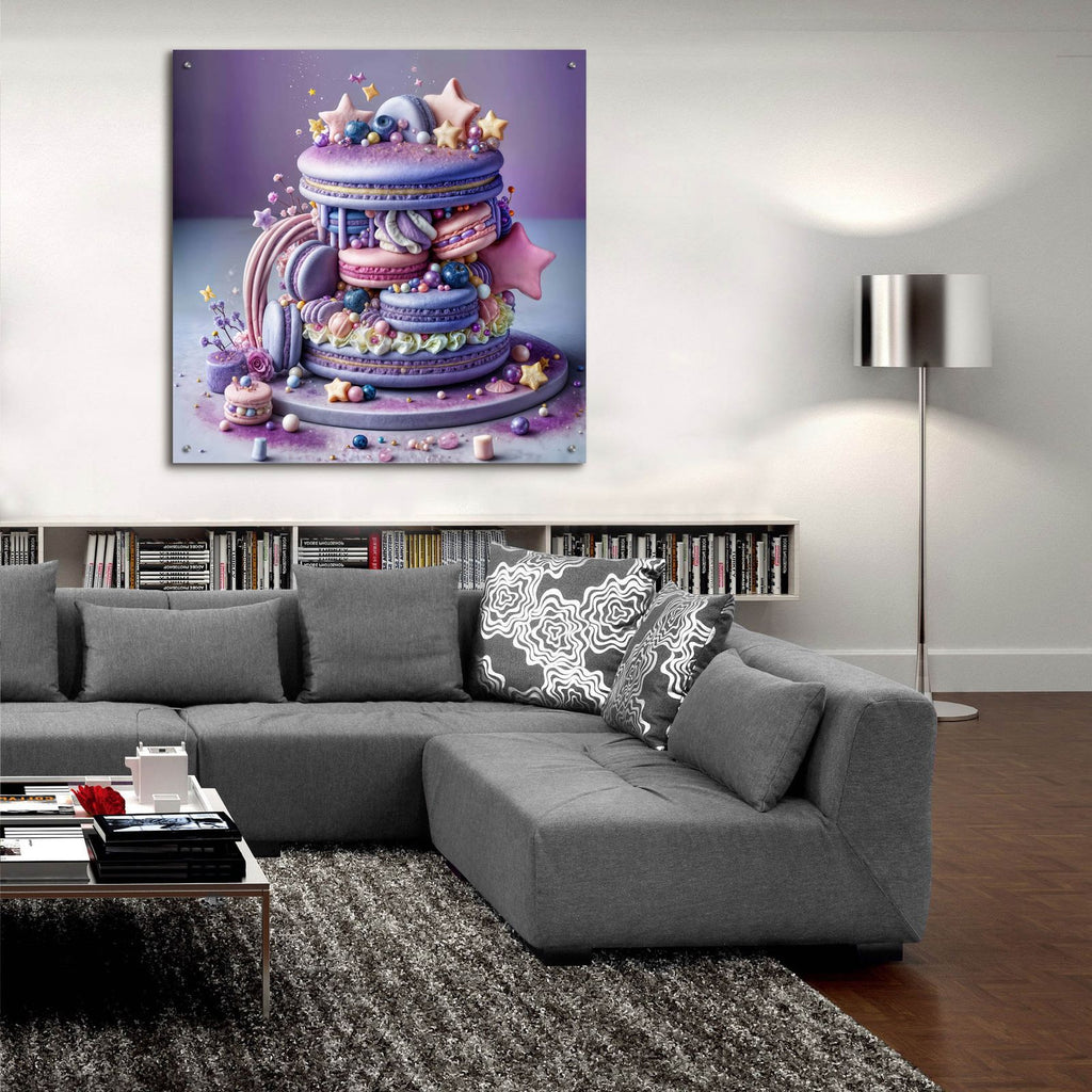Lavander Macaroon Cake by Rey Klimt - 36x36 acrylic wall art in a room
