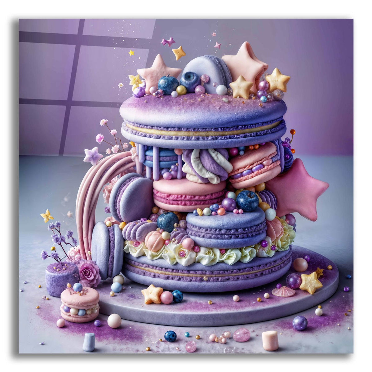 Lavander Macaroon Cake by Rey Klimt acrylic glass wall art